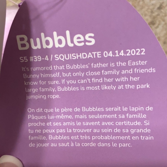 4.5" Purple Bunny - "Bubbles"  Limited Easter Edition Squishmallow - Picture 6 of 16